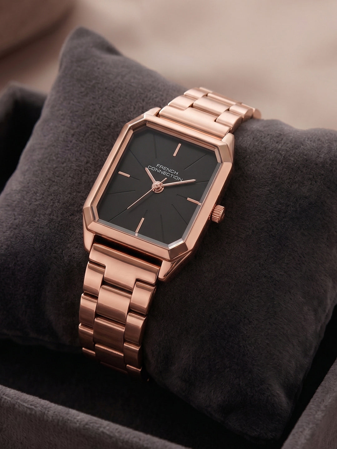 French Connection Novara | Analog Display | Black Dial | Stainless Steel Strap | Watch for Women - FCN0215RGM-B