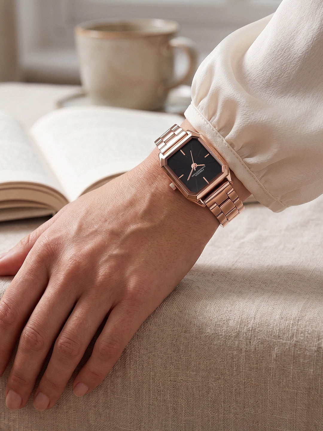 French Connection Novara | Analog Display | Black Dial | Stainless Steel Strap | Watch for Women - FCN0215RGM-B