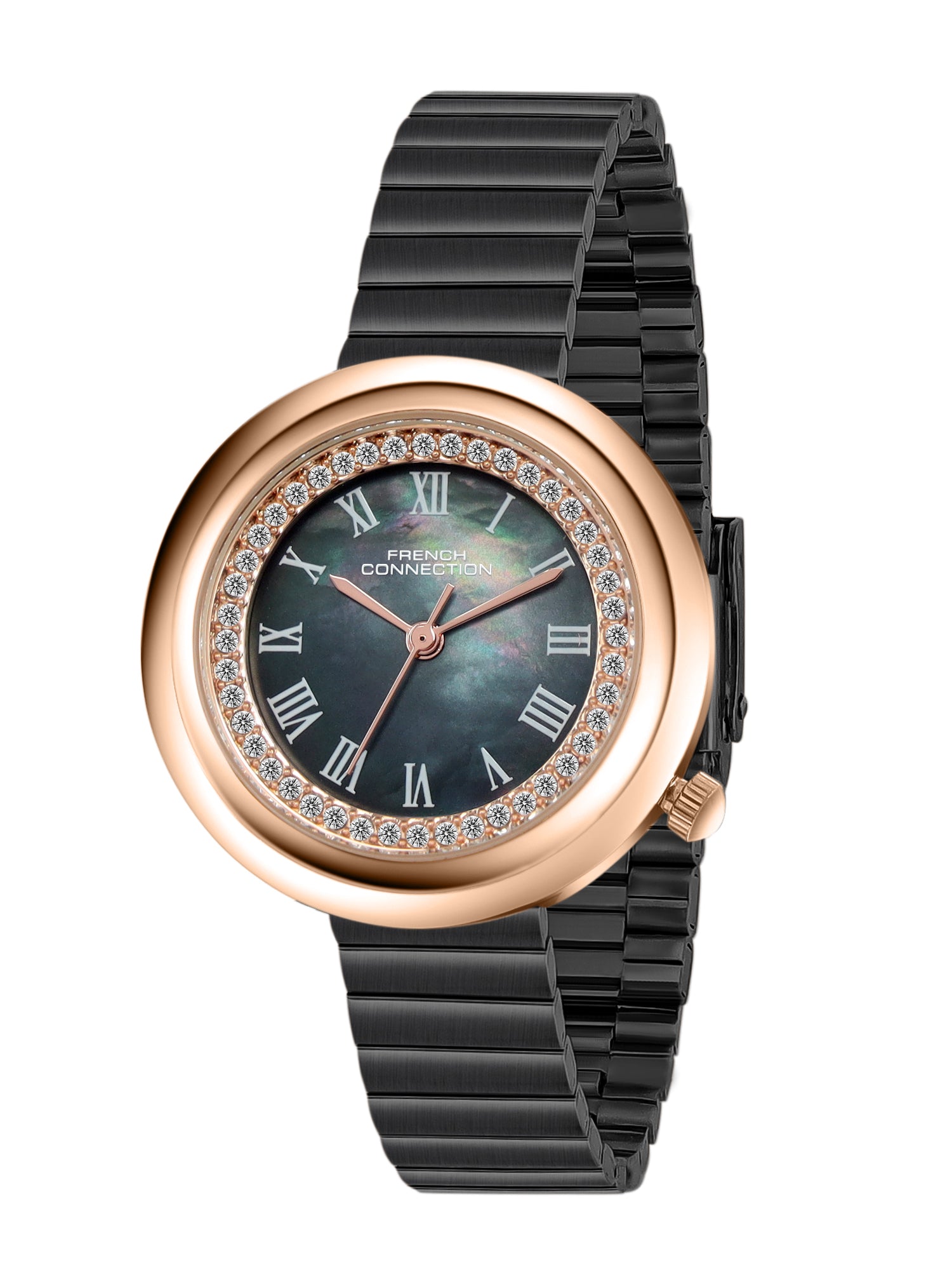 French Connection Héritage Lumière | Analog Display | Black Mother of Pearl Dial | Black Stainless Steel Strap | Watch for Women - FCN0216BM