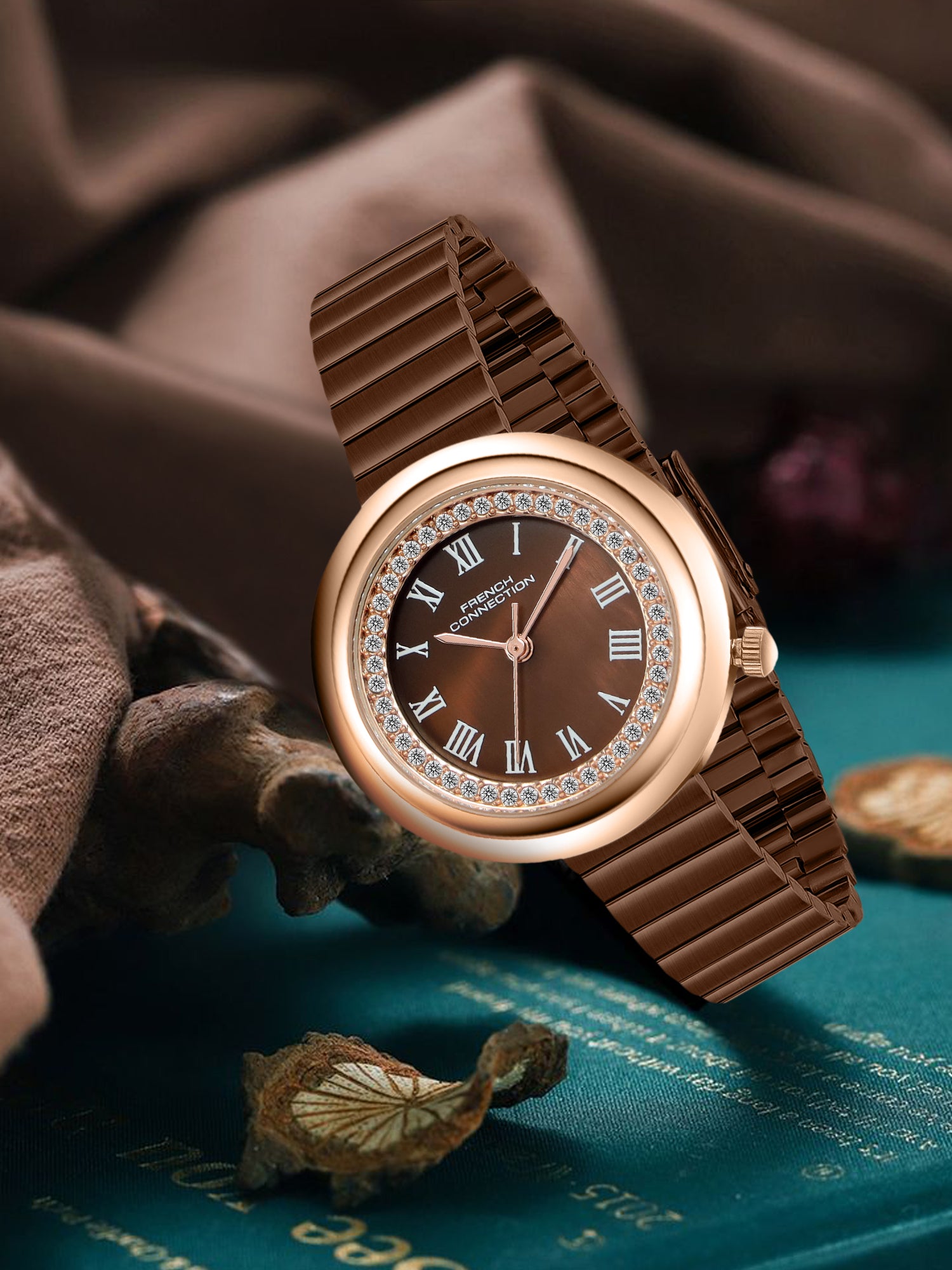 French Connection Héritage Lumière | Analog Display | Brown Mother of Pearl Dial | Brown Stainless Steel Strap | Watch for Women - FCN0216BRM