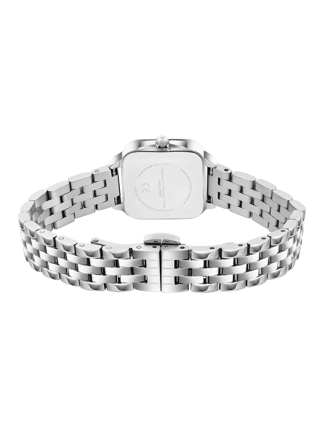 French Connection Bijou Carré | Analog Display | Maroon Sunray Dial | Stainless Steel Strap | Watch for Women - FCN0217MSM