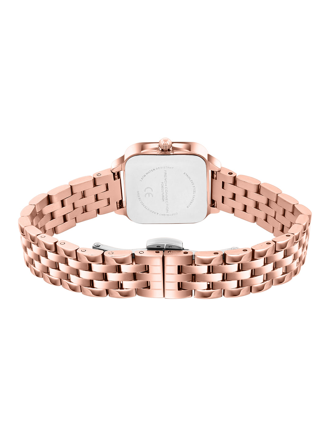 French Connection Bijou Carré | Analog Display | Blue Sunray Dial | Stainless Steel Strap | Watch for Women - FCN0217URGM