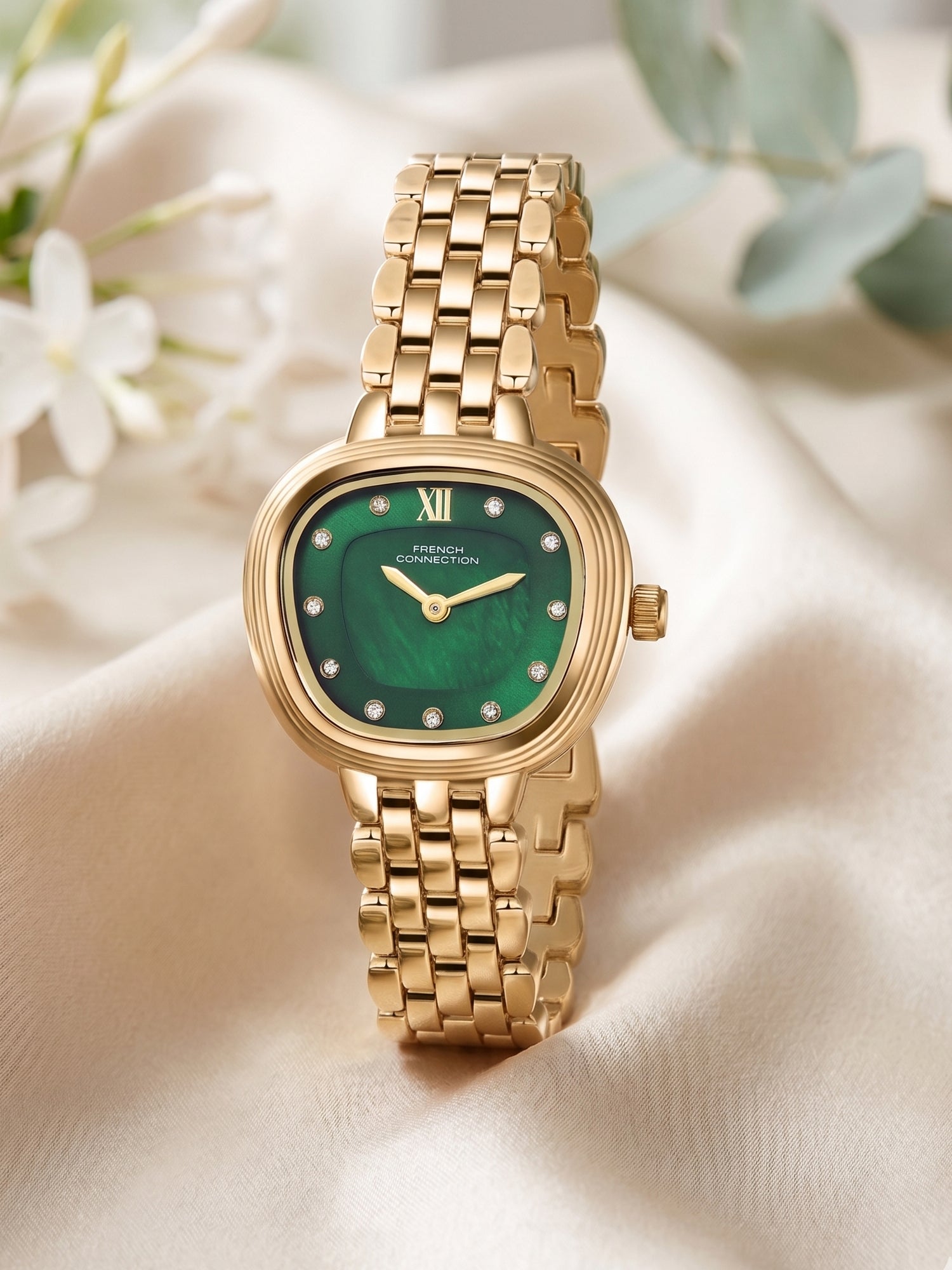 French Connection Éclat Forme | Analog Display | Green Mother of Pearl Dial | Stainless Steel Strap | Watch for Women - FCN0219NGM