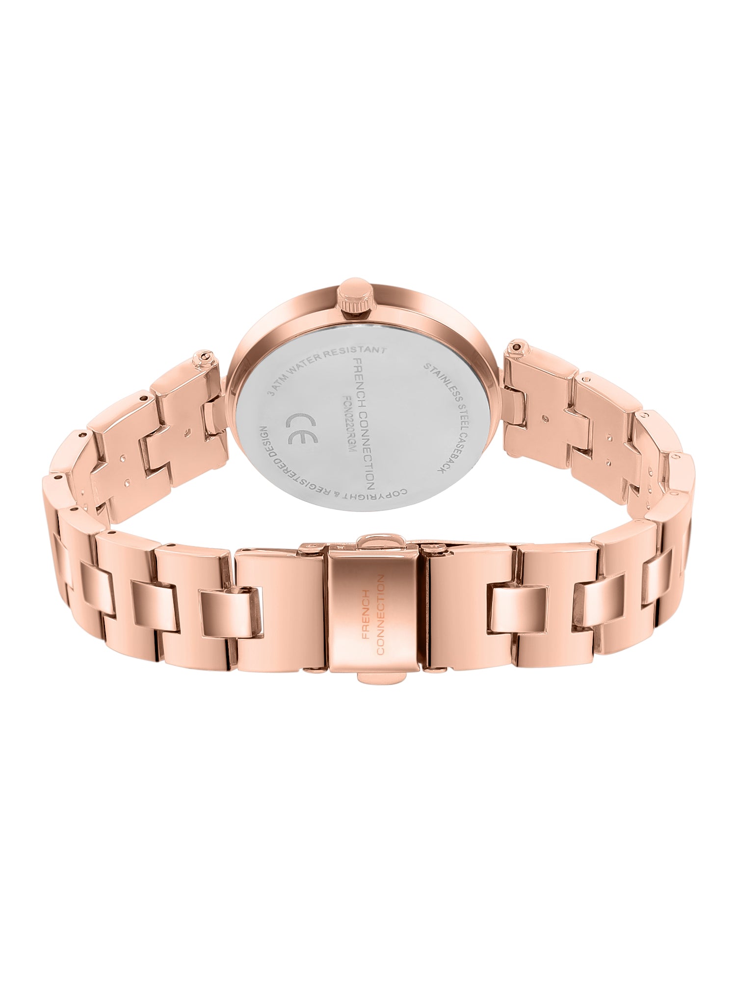 French Connection Women's Gift Set Watch with Rose Gold Sunray Dial, Rose Gold Stainless Steel Bracelet & Matching Bracelet Gift Set – FCN0220RGM