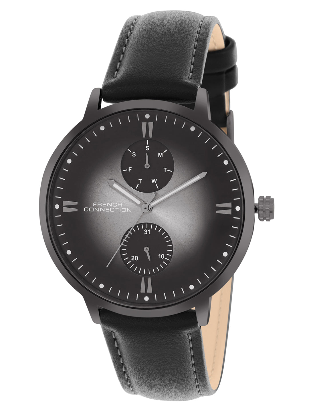 French connection Opus Black Round Dial Mens Mult Function Watch FCN066BBL