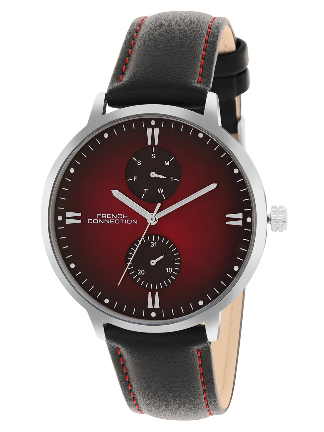 French connection Opus Maroon Round Dial Mens Mult Function Watch FCN066MBL
