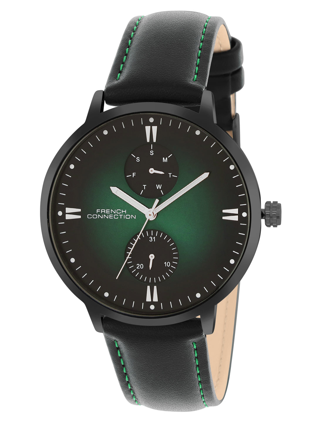 French connection Opus Green Round Dial Mens Mult Function Watch FCN066NBL
