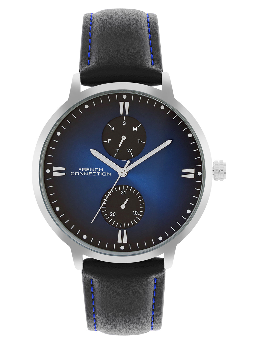 French connection Opus Blue Round Dial Mens Mult Function Watch FCN066UBL