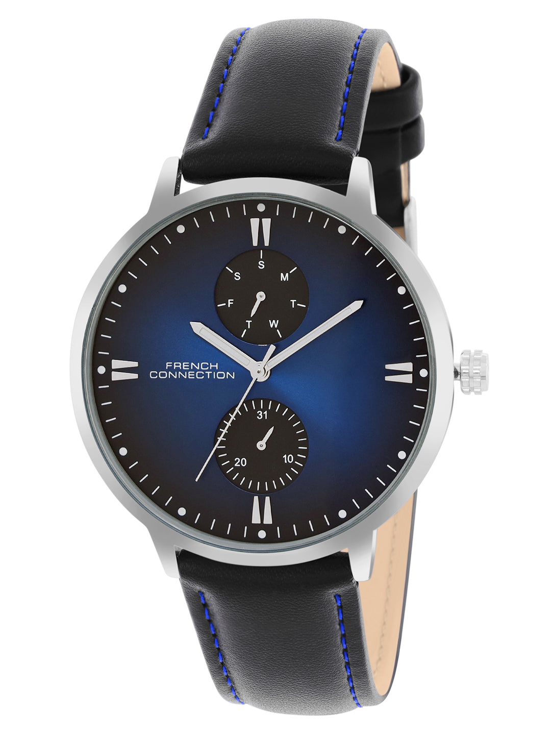 French connection Opus Blue Round Dial Mens Mult Function Watch FCN066UBL