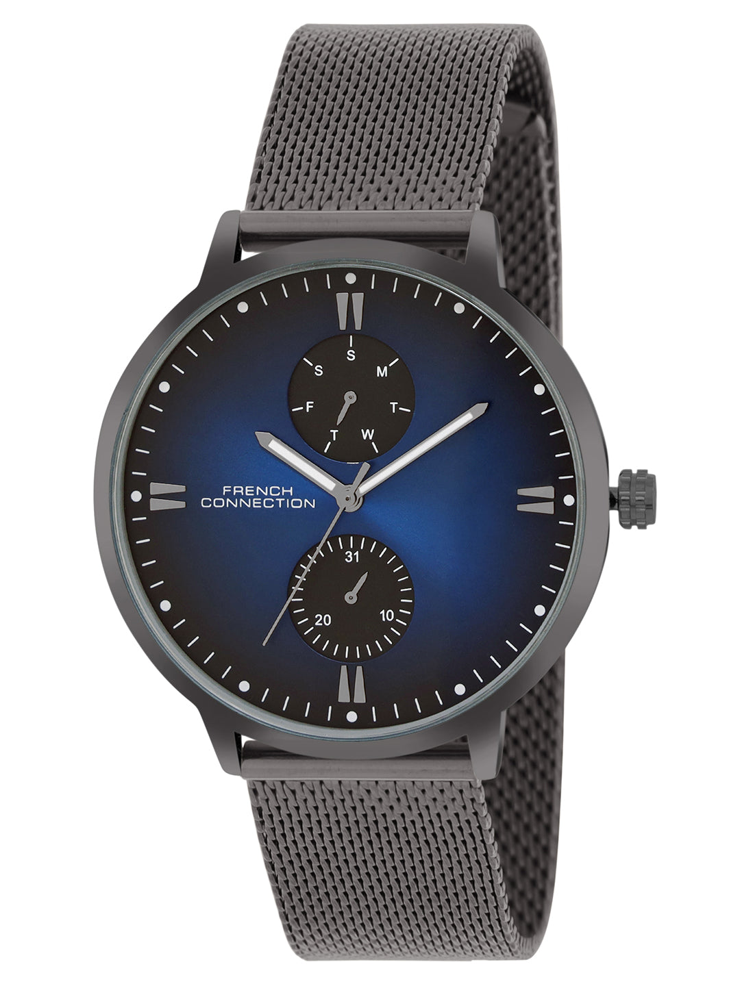 French connection Opus Blue Round Dial Mens Mult Function Watch FCN066UM