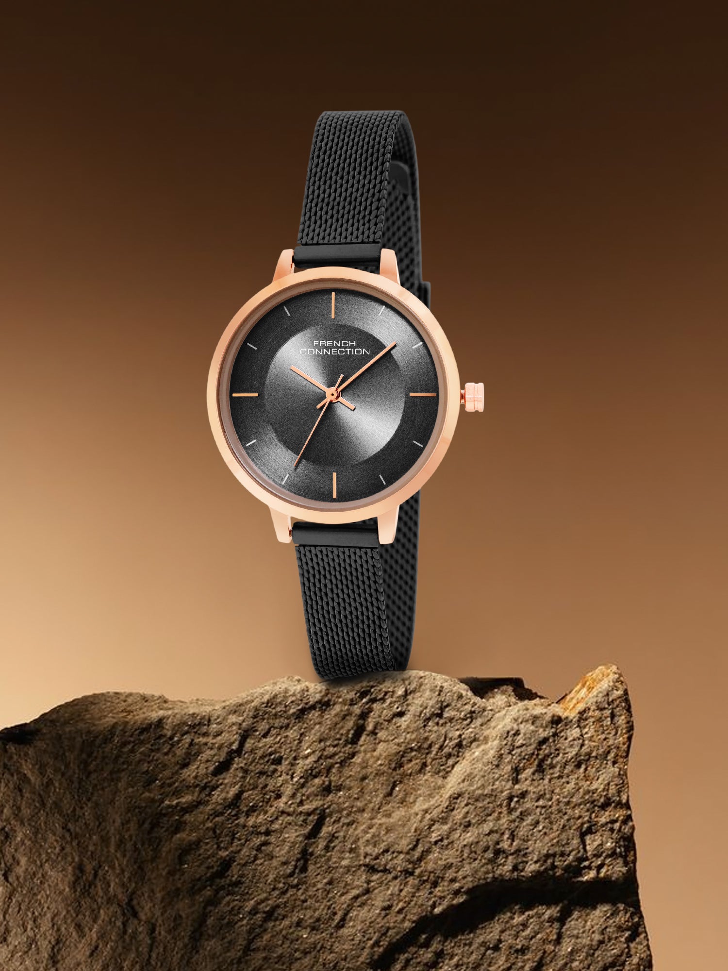 French Connection Helio Black Dial with Black Strap Womens Analog Watch | FCN071BM