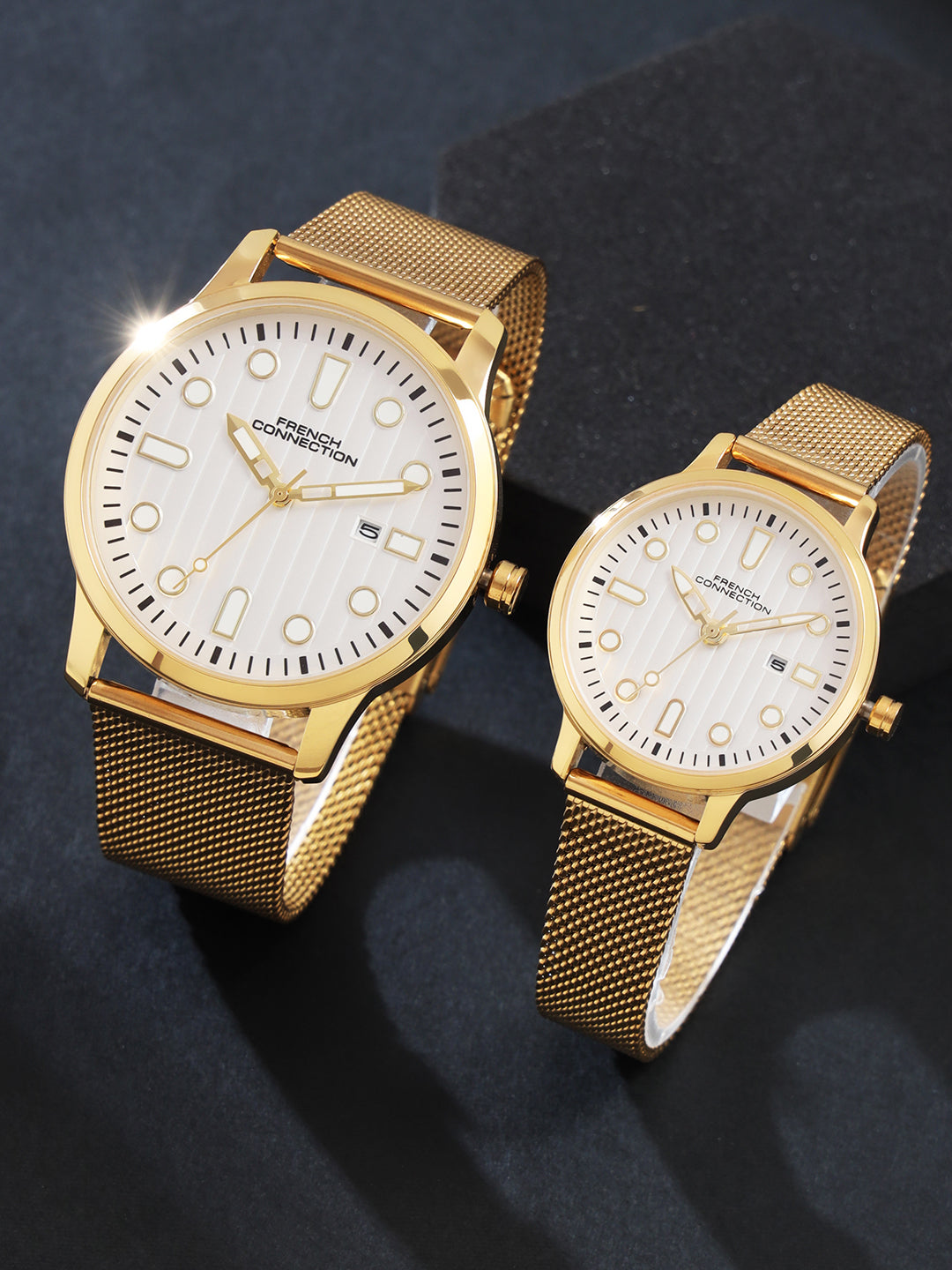 French Connection Analog Silver Dial Couple Watch-FCN080GM