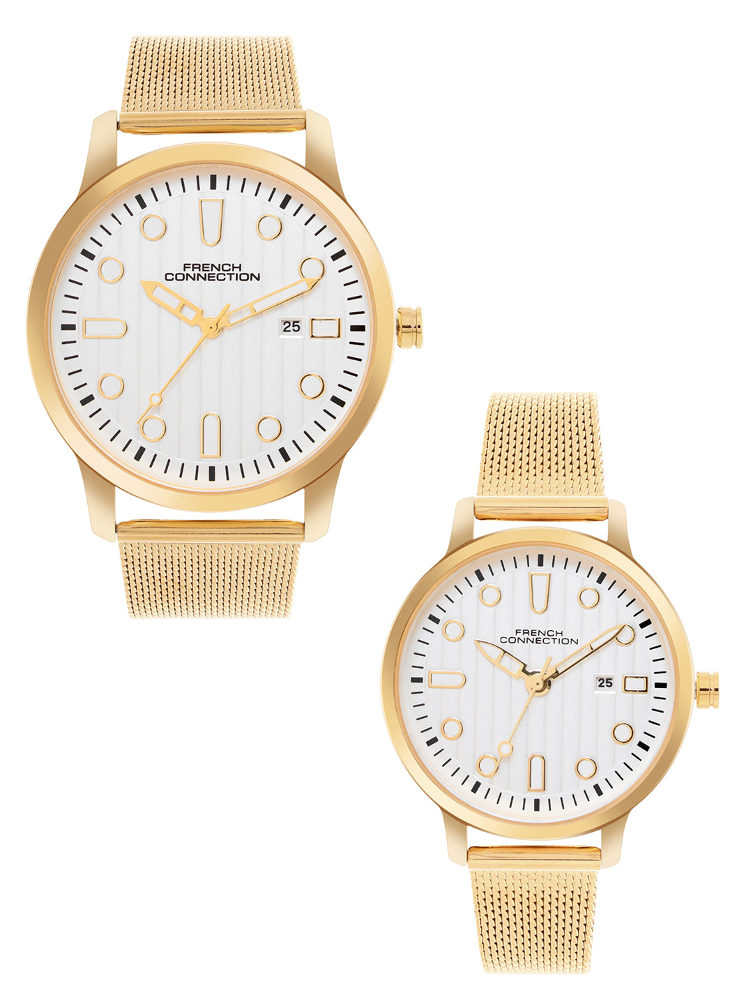 French Connection Analog Silver Dial Couple Watch-FCN080GM