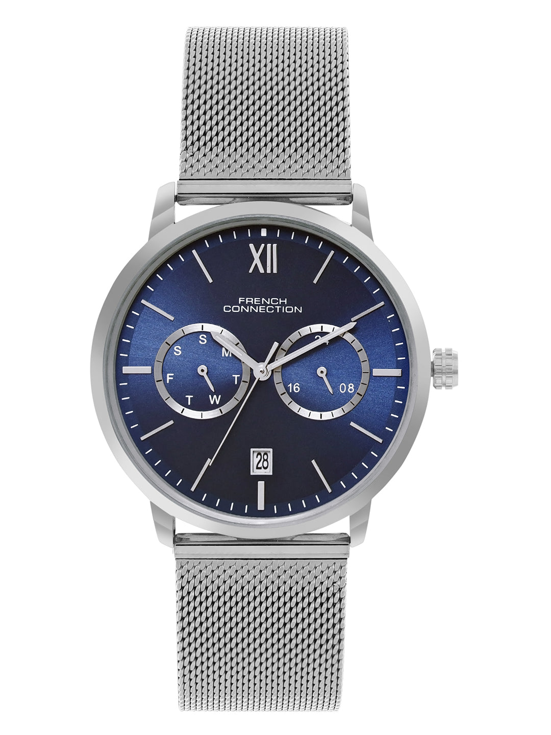 French connection Tempus Blue Round Dial Mens Mult Function Watch FCN085USM