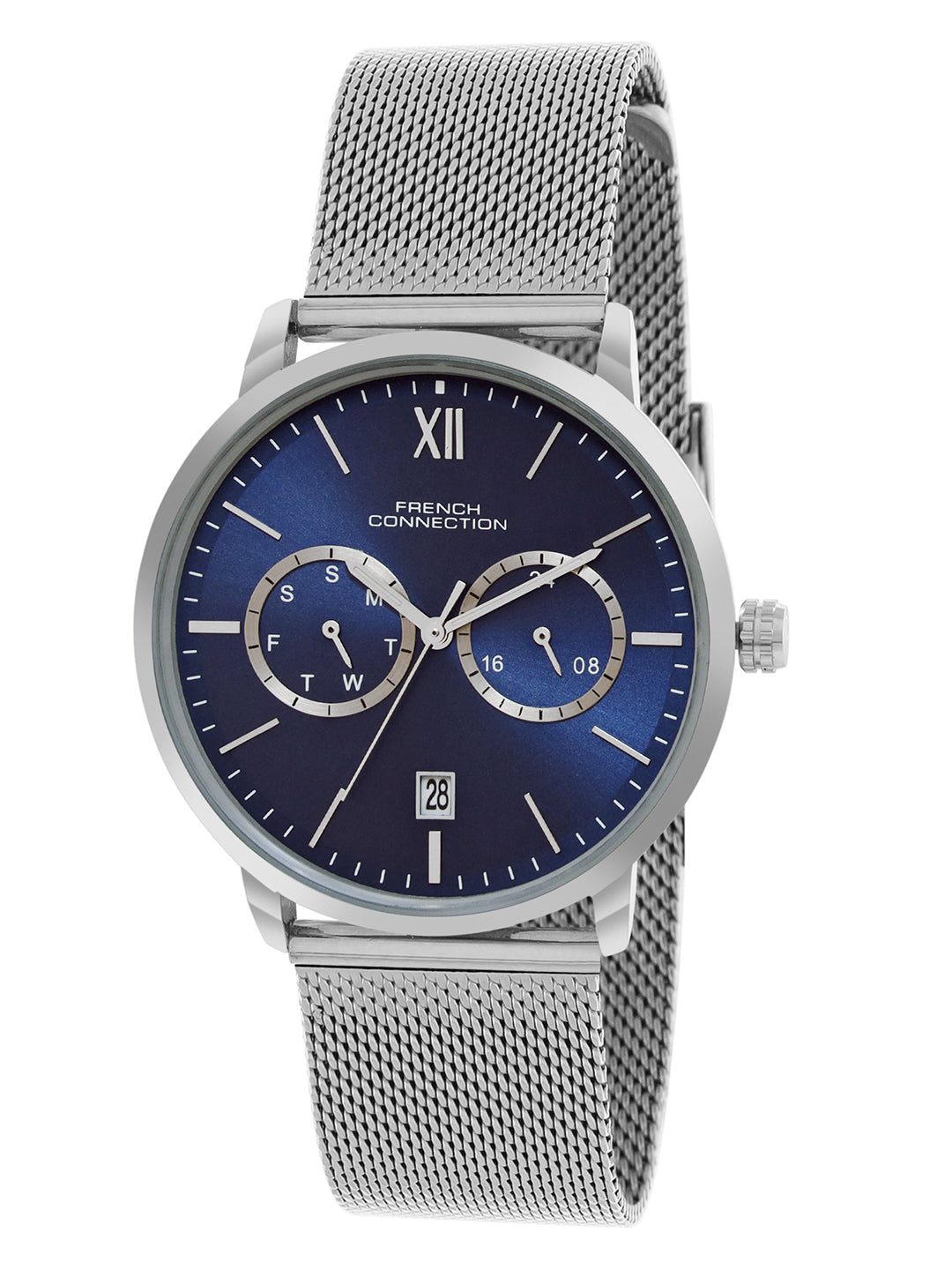 French connection Tempus Blue Round Dial Mens Mult Function Watch FCN085USM