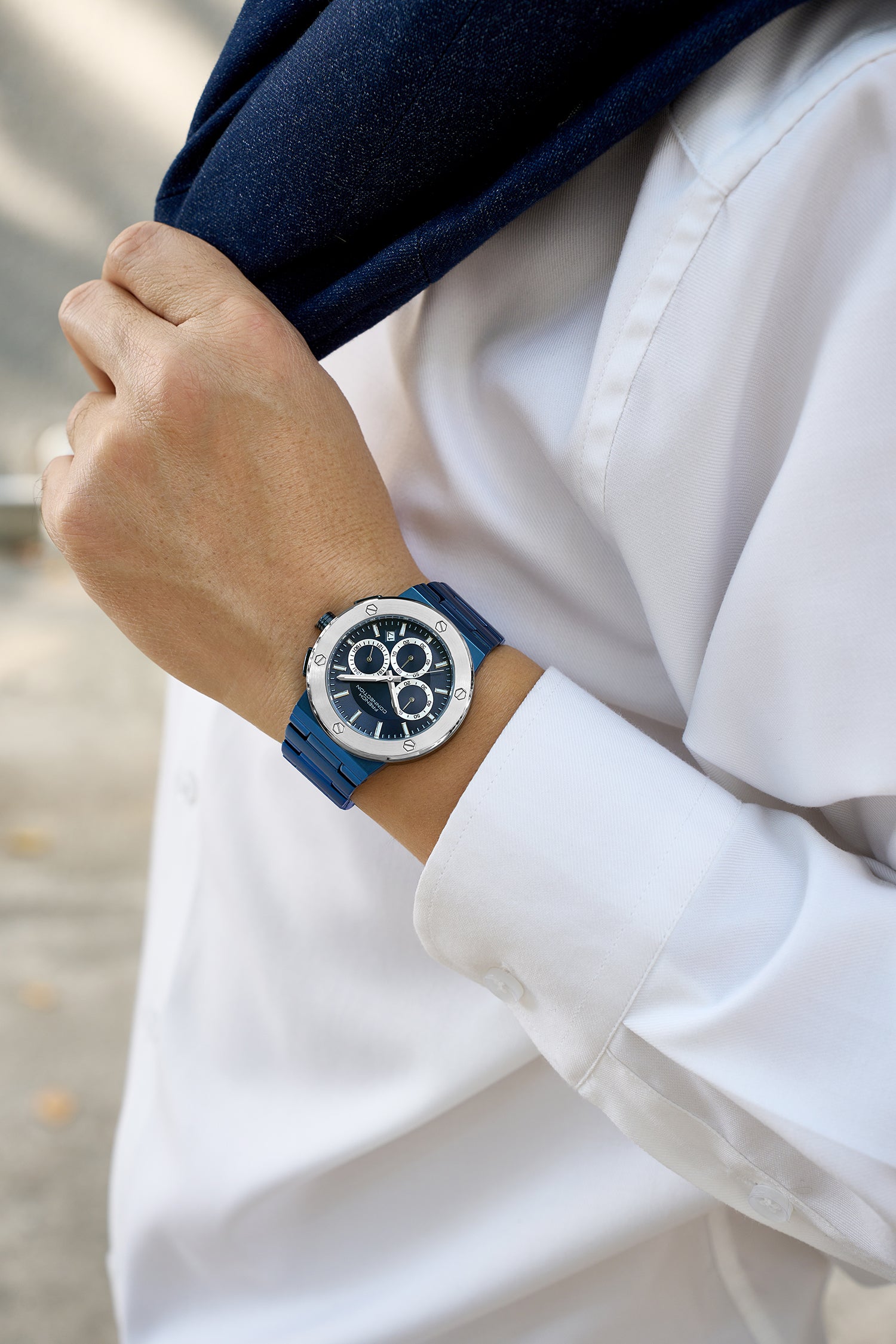 French Connection MetroBolt | Quartz Chronograph | Blue Dial | Blue Stainless Steel Strap | Watch for Men - FCO11UM