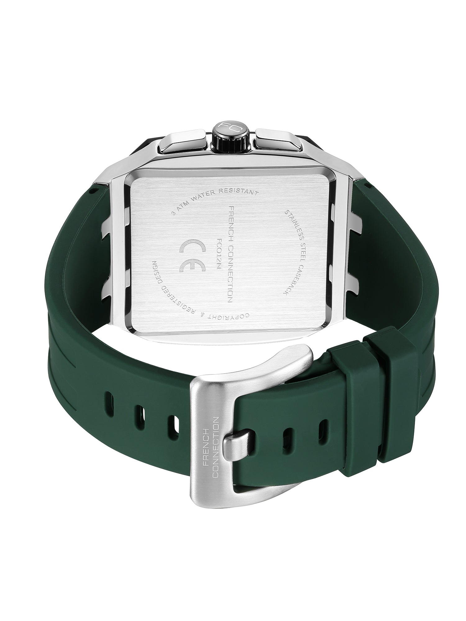 French Connection Aurionx | Quartz Chronograph | Green Dial | Green Silicone Strap | Watch for Men - FCO12N