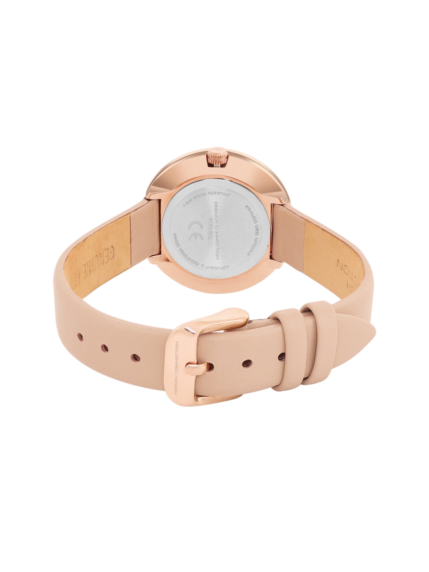 French Connection Sunray Rosegold Round Dial With Pink Leather Strap Watch - For Womens FCO1RGL