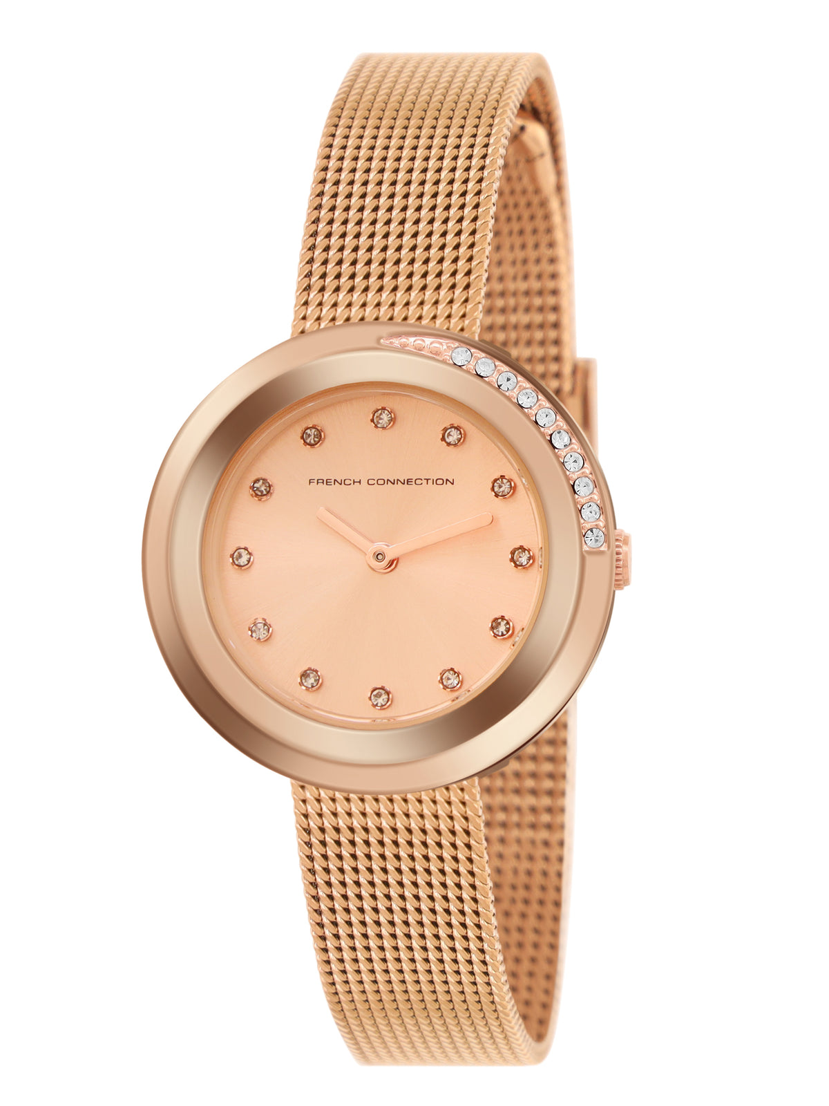 French Connection Sunray Rose Round Dial With Rose Leather Strap Watch - For Womens FCO1RGM