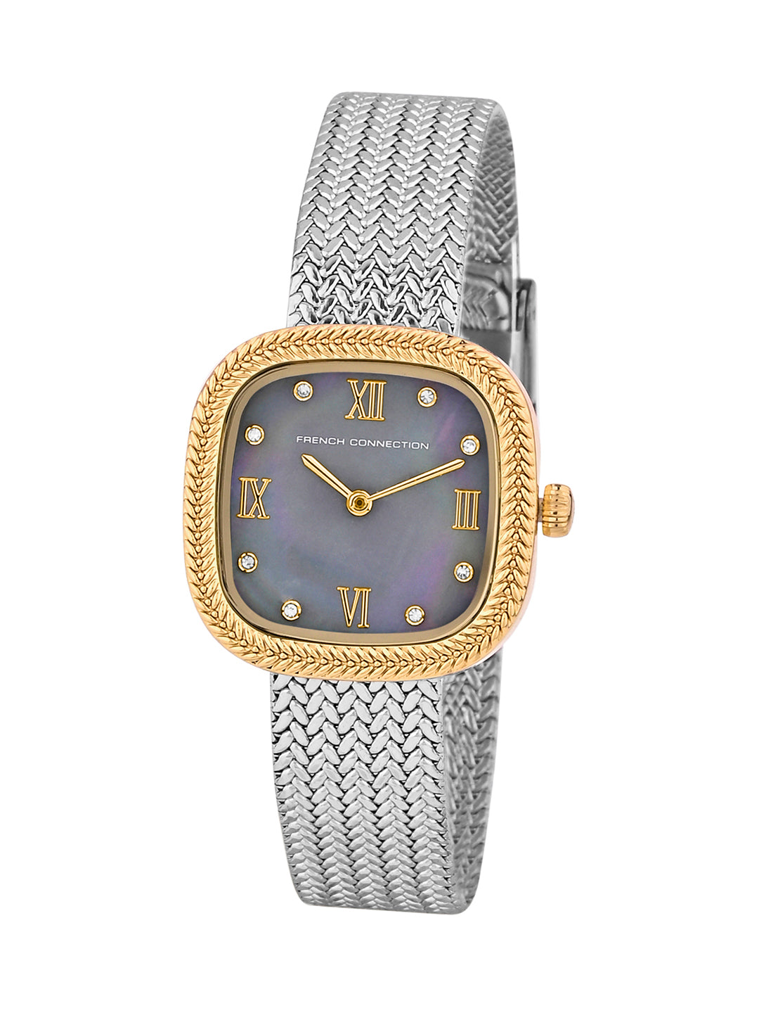 French Connection Mop Grey Round Dial With Stainless Steel Strap Watch - For Womens FCO2GSM