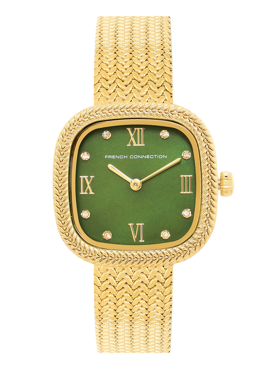 French Connection Mop Green Round Dial With  Gold Stainless Steel Strap Watch - For Womens FCO2NGM