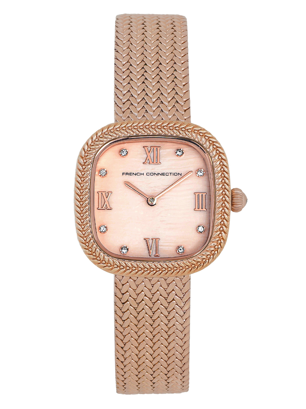 French Connection Mop Rosegold Round Dial With Rose Stainless Steel Strap Watch - For Womens FCO2RGM
