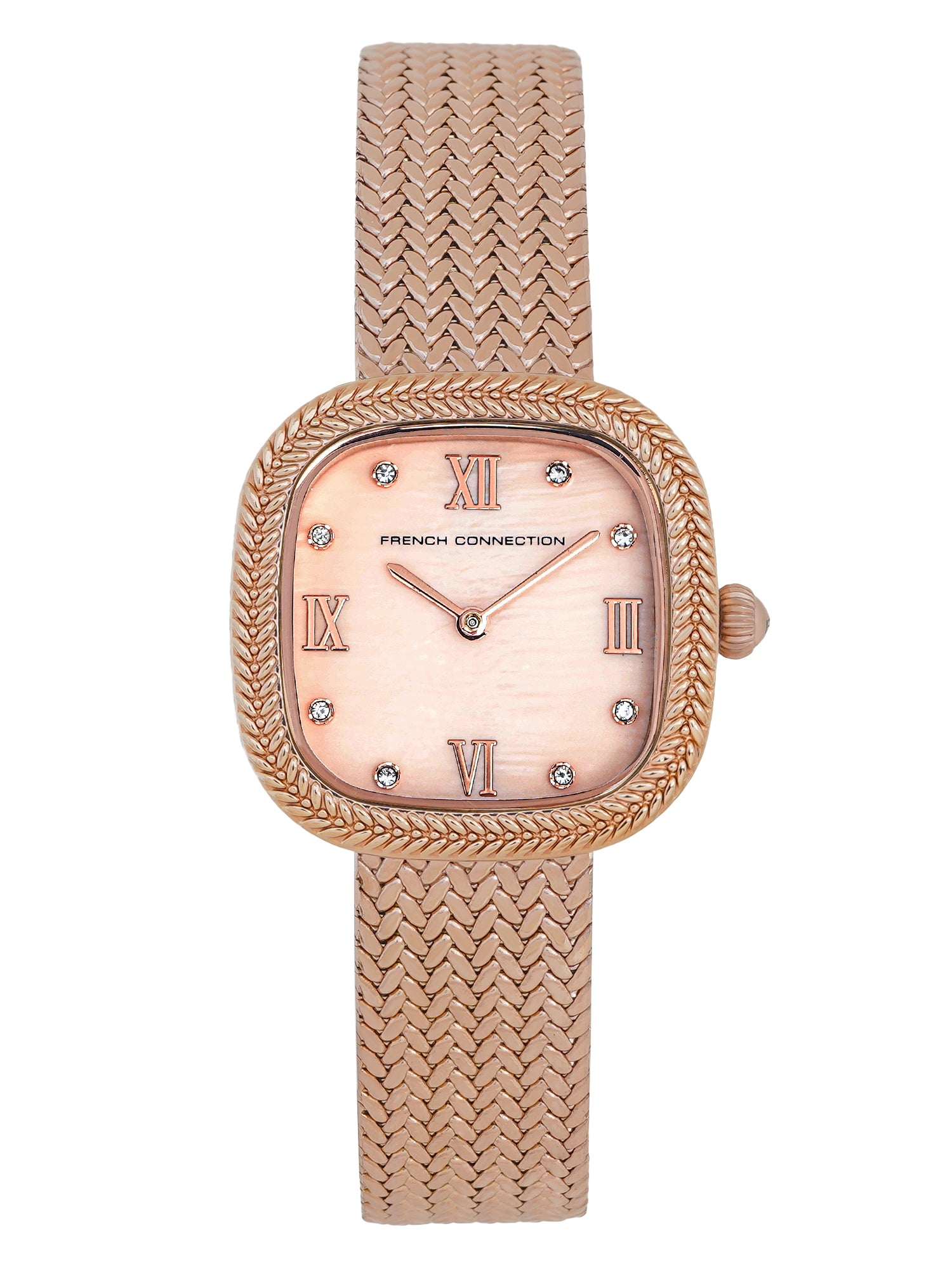 French Connection Mop Rosegold Round Dial With Rose Stainless Steel Strap Watch - For Womens FCO2RGM
