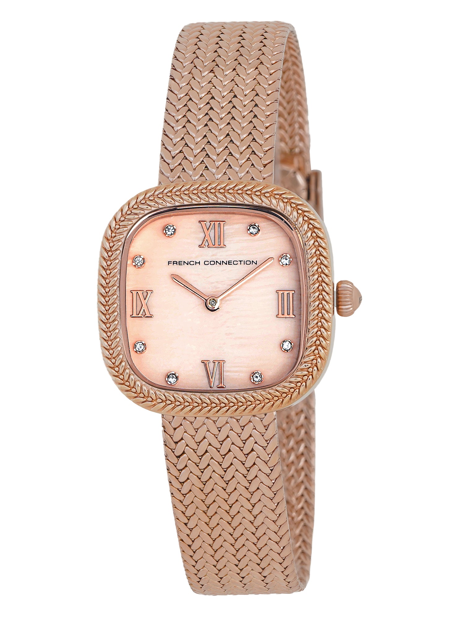 French Connection Mop Rosegold Round Dial With Rose Stainless Steel Strap Watch - For Womens FCO2RGM