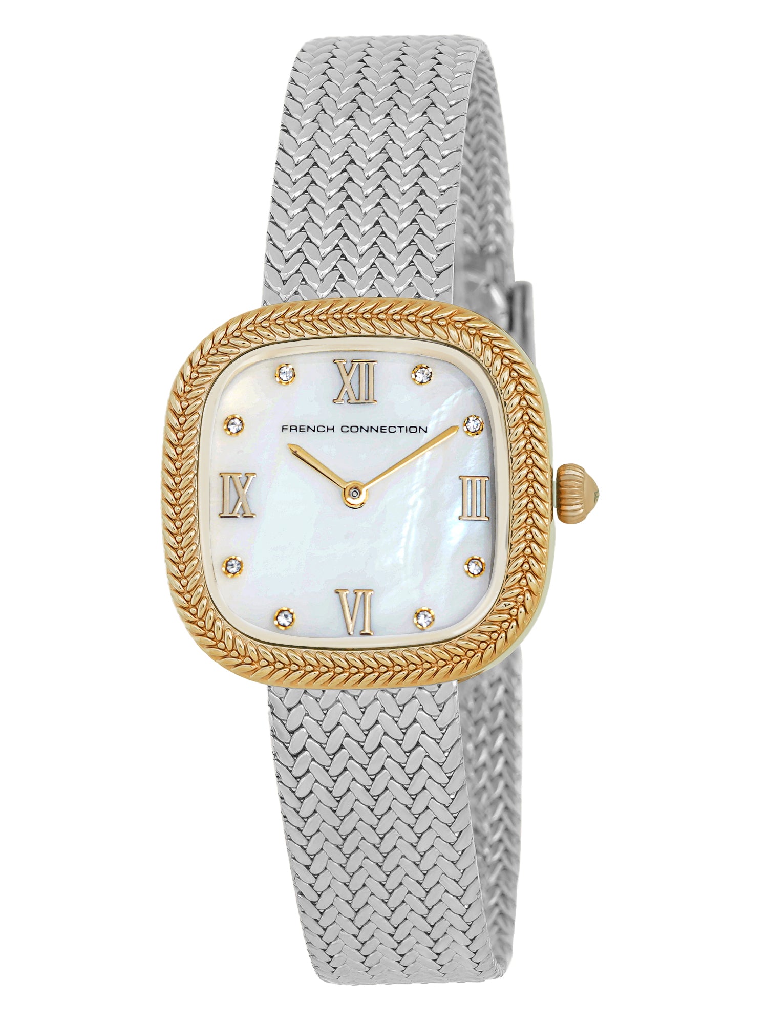 French Connection Mop White Round Dial With Stainless Steel Strap Watch - For Womens FCO2SM