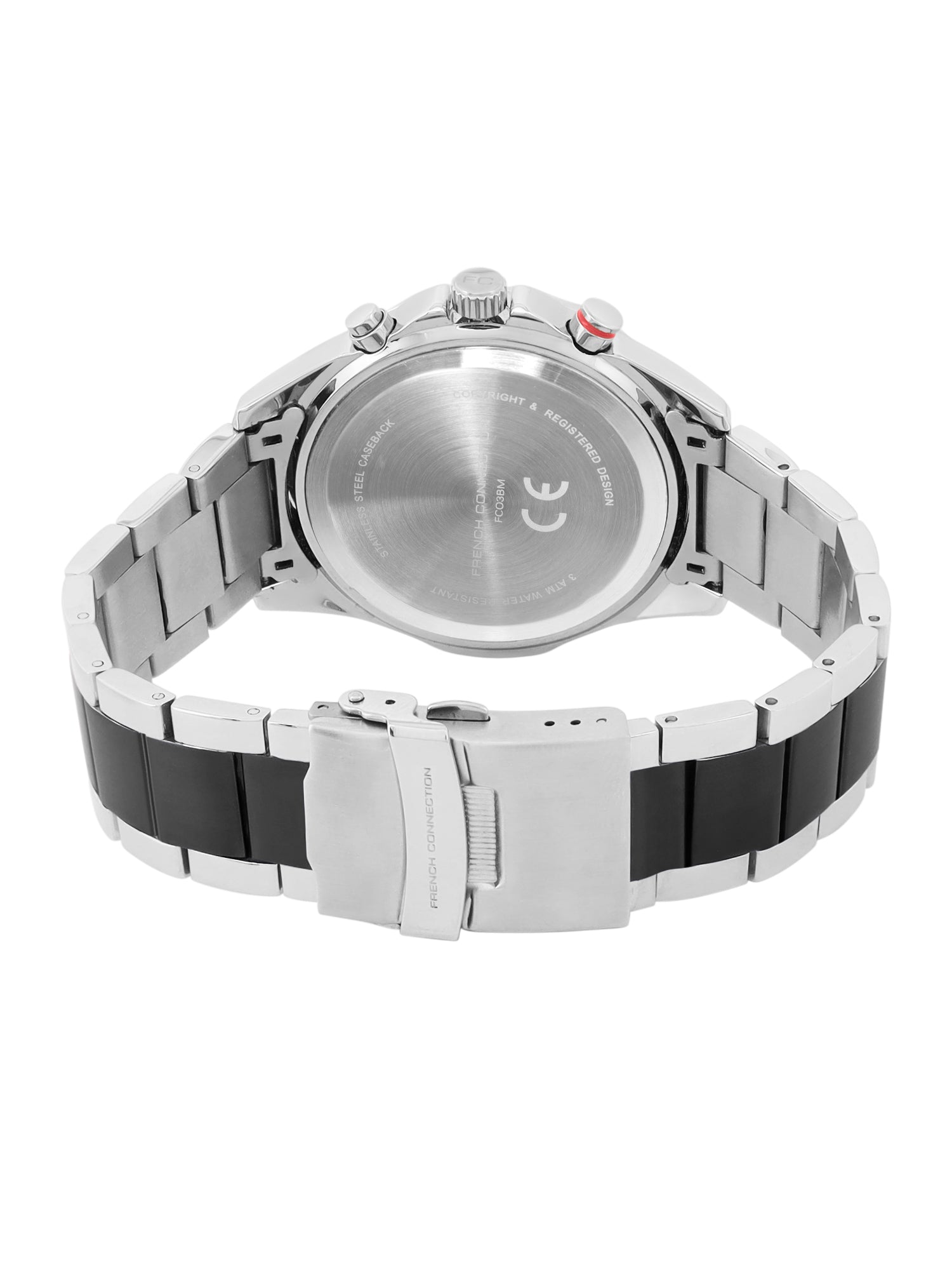 French Connection Black Round Dial With Black Stainless Steel Strap Chronograph Watch - For Mens FCO3BM