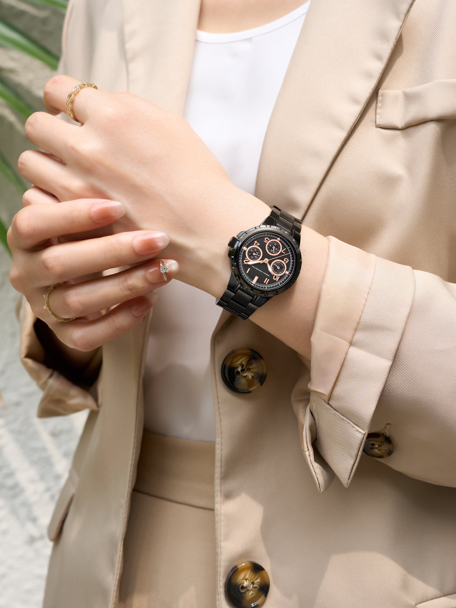 French Connection Chronéa | Quartz Chronograph | Black Dial | Black Stainless Steel Strap | Watch for Men - FCO6BM