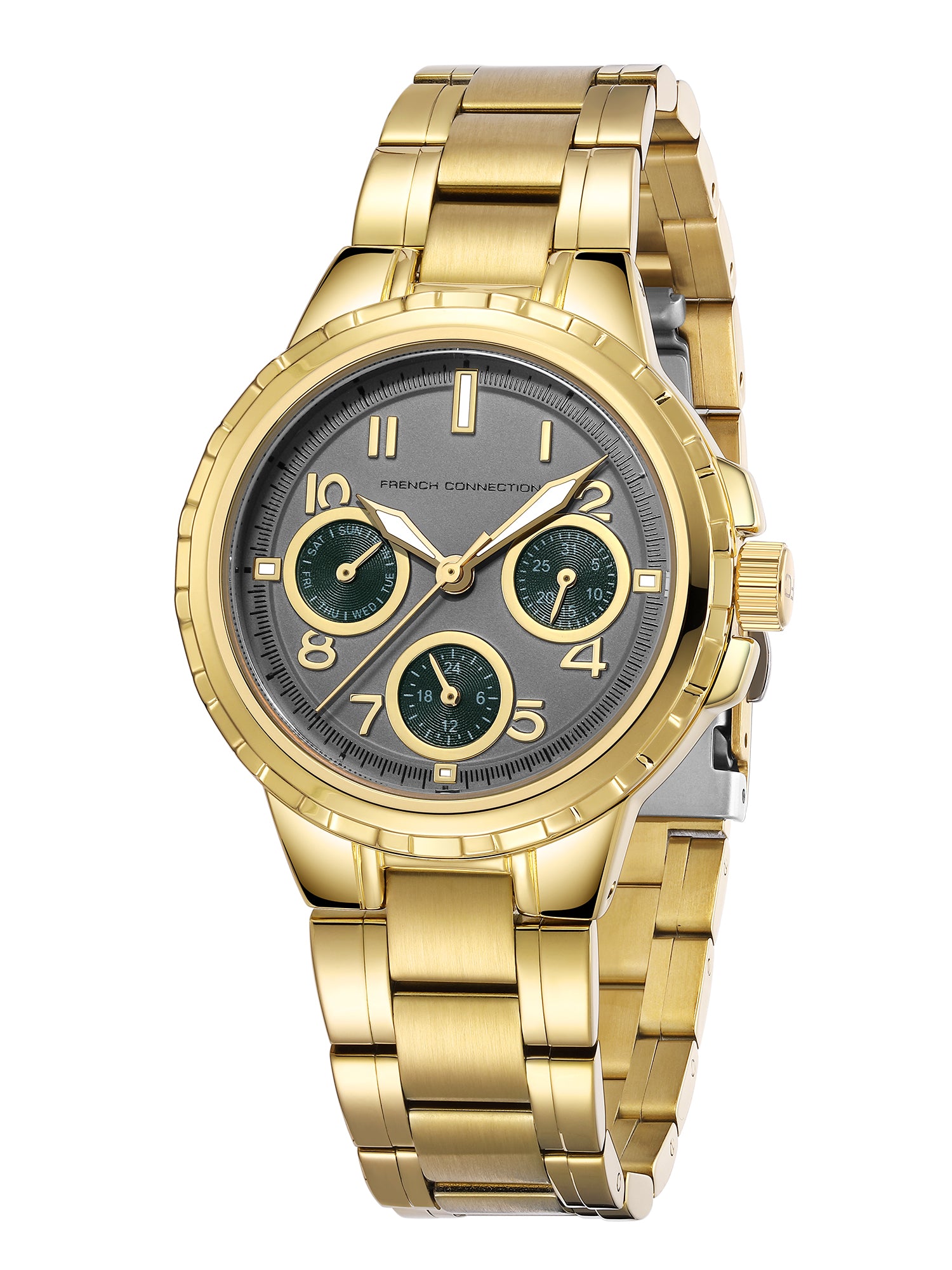 French Connection Chronéa | Quartz Chronograph | Black Dial | Gold Stainless Steel Strap | Watch for Men - FCO6GM