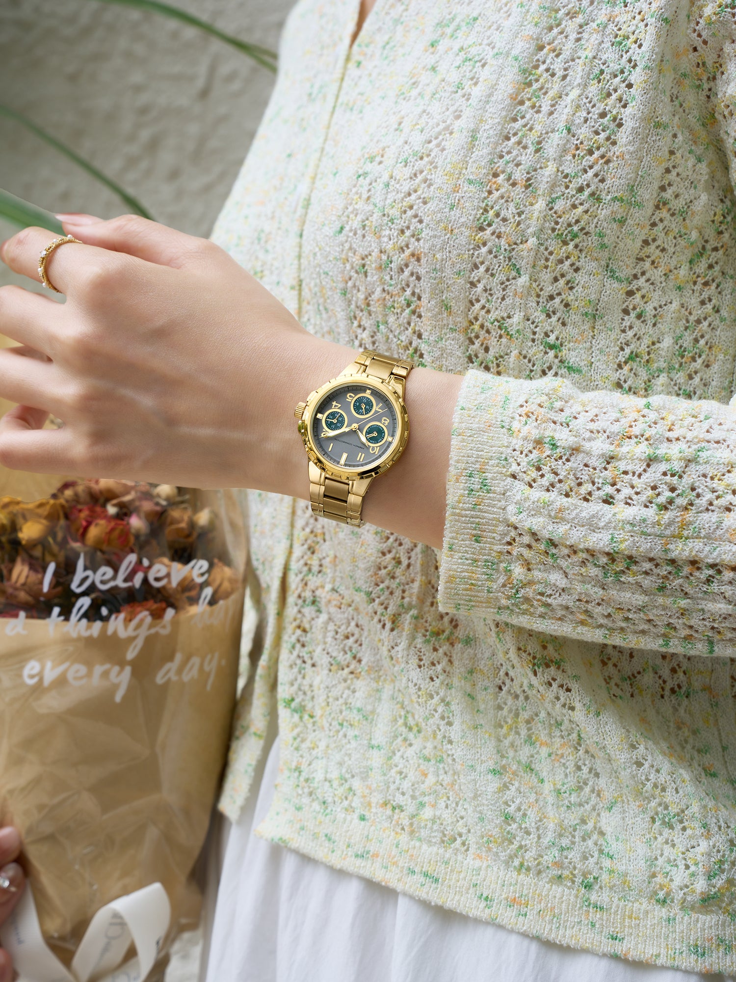 French Connection Chronéa | Quartz Chronograph | Black Dial | Gold Stainless Steel Strap | Watch for Men - FCO6GM