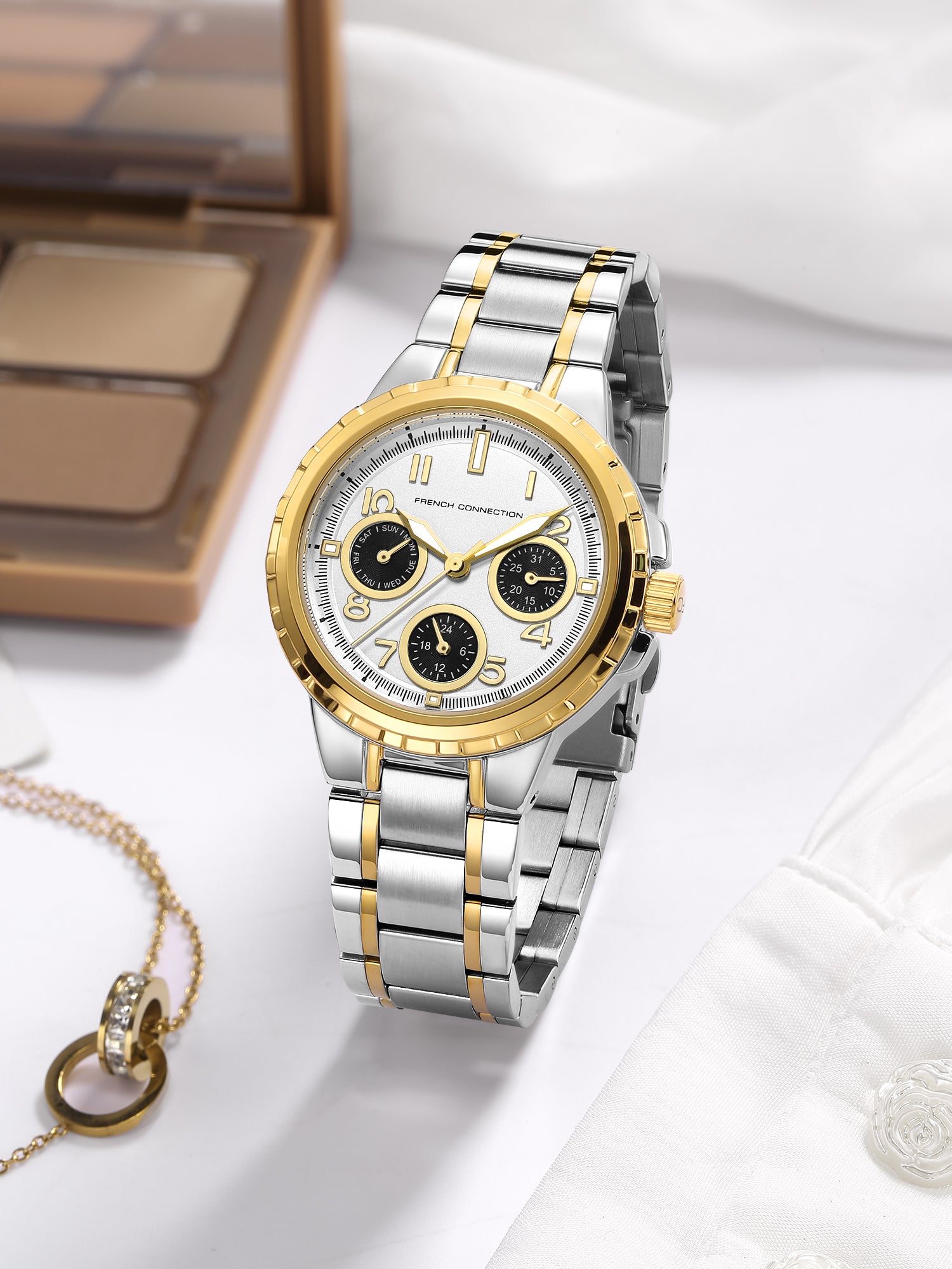 French Connection Chronéa | Quartz Chronograph | Black Dial | Black Stainless Steel Strap | Watch for Men - FCO6STM