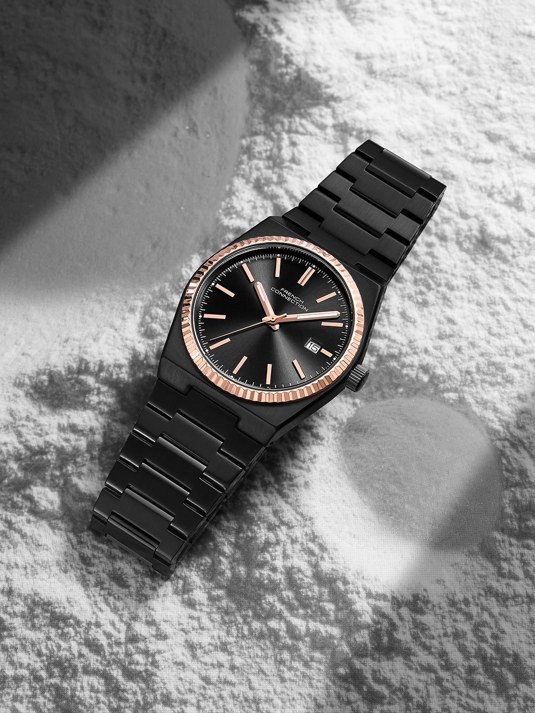 French Connection Vesper | Quartz Dated Display | Black Dial | Black Stainless Steel Strap | Watch for Men - FCO8BM