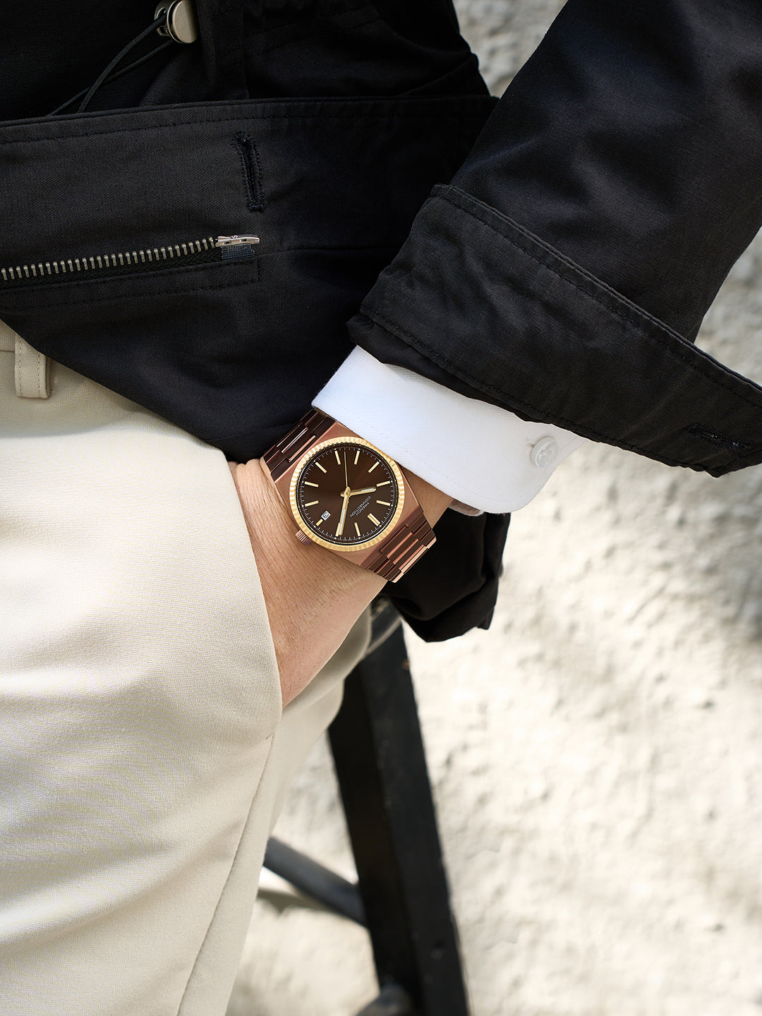 French Connection Vesper | Quartz Dated Display | Brown Dial | Brown Stainless Steel Strap | Watch for Men - FCO8BRM