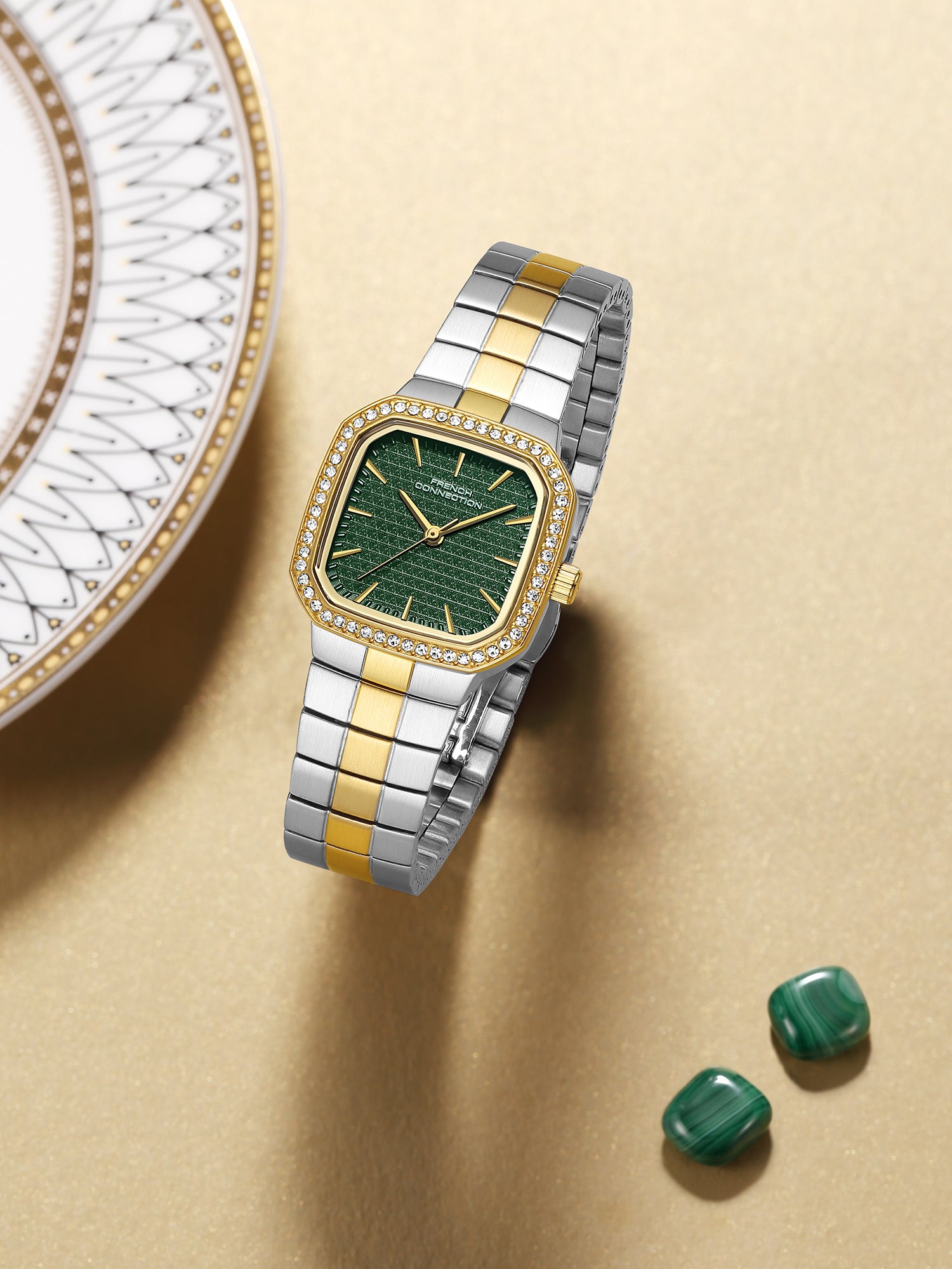 French Connection Relia | Analog Display | Grey Sunray Dial | Stainless Steel Strap | Watch for Women - FCO9TM