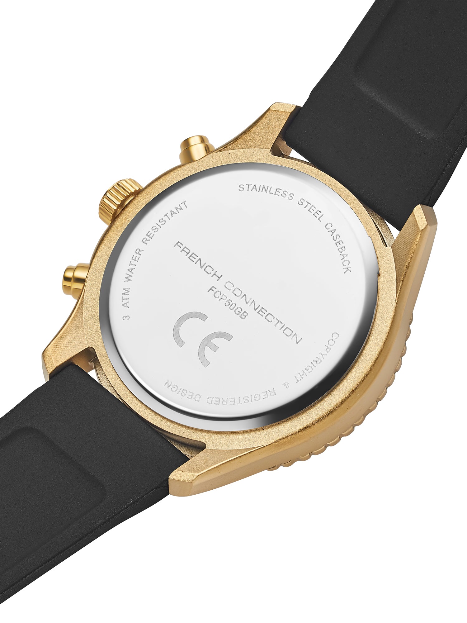 French Connection Raptor | Quartz Chronograph | Black Dial | Black Silicone Strap | Watch for Men - FCP50GB