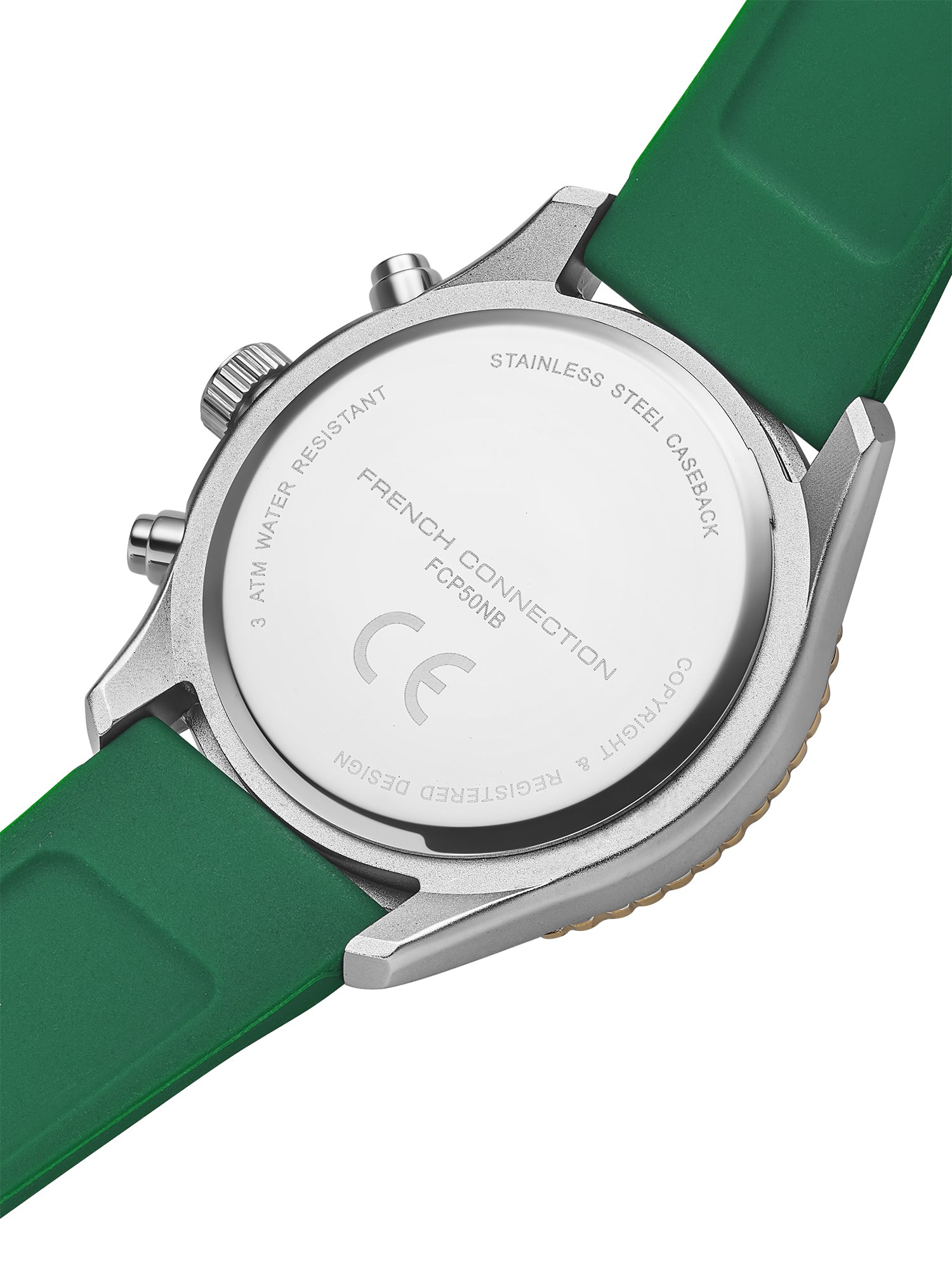 French Connection Raptor | Quartz Chronograph | Green Dial | gREEN Silicone Strap | Watch for Men - FCP50NB