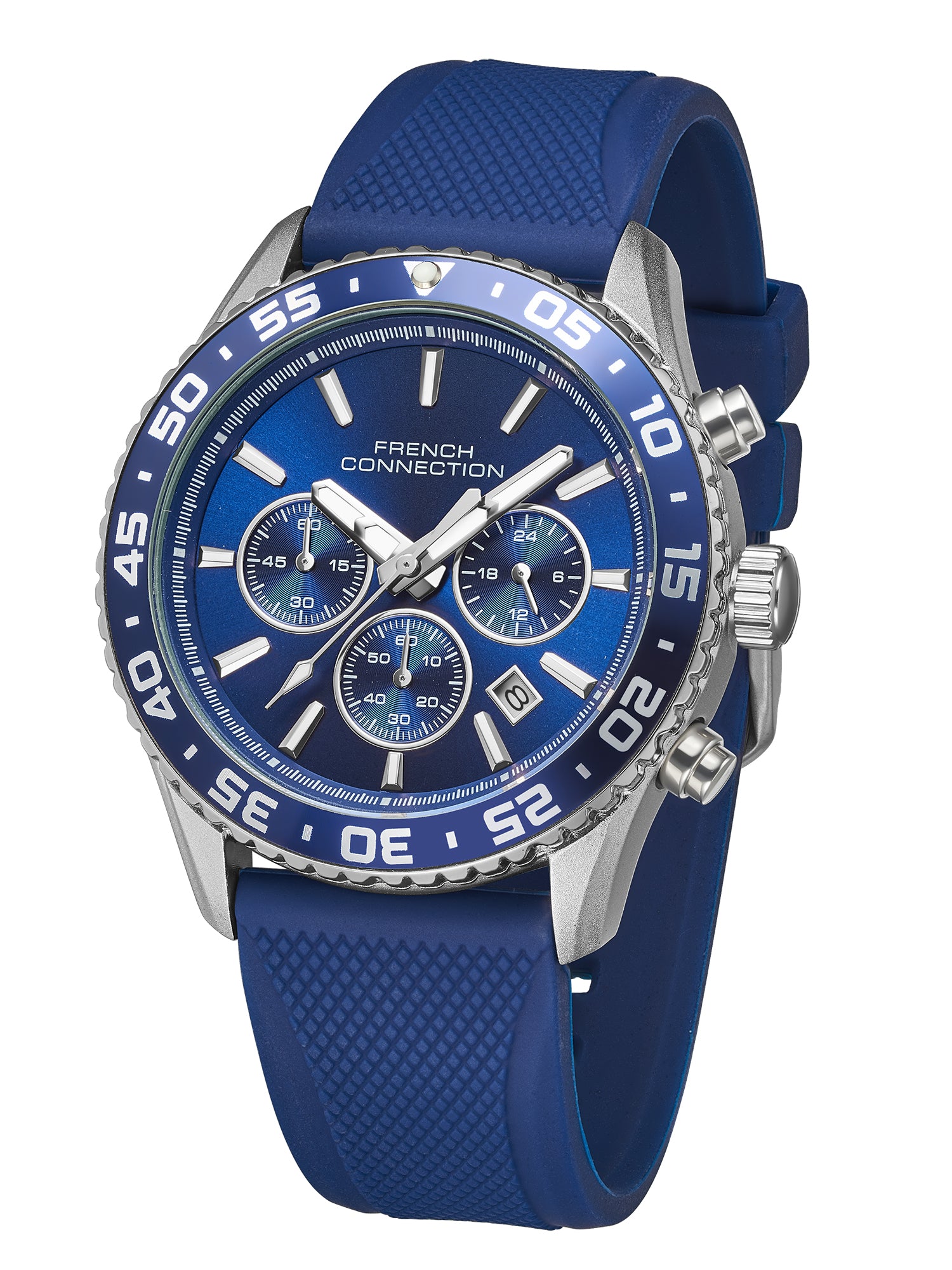 French Connection Raptor | Quartz Chronograph | Blue Dial | Blue Silicone Strap | Watch for Men - FCP50SU