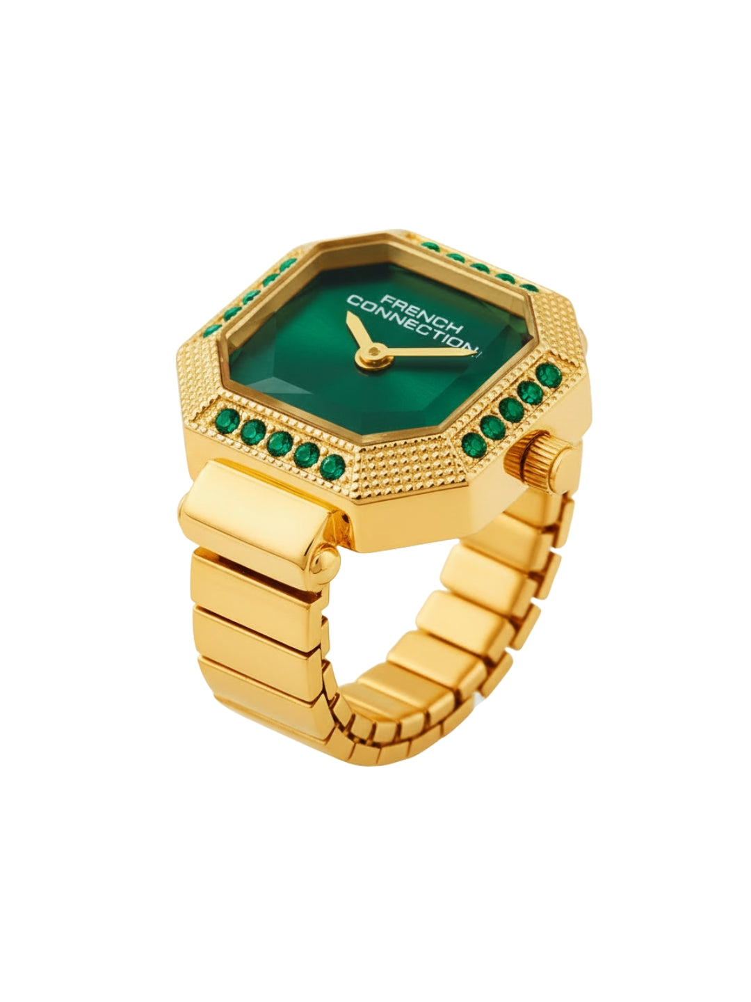 French Connection Women's Sunray Green Dial Analog Ring Watch FCR01NGM