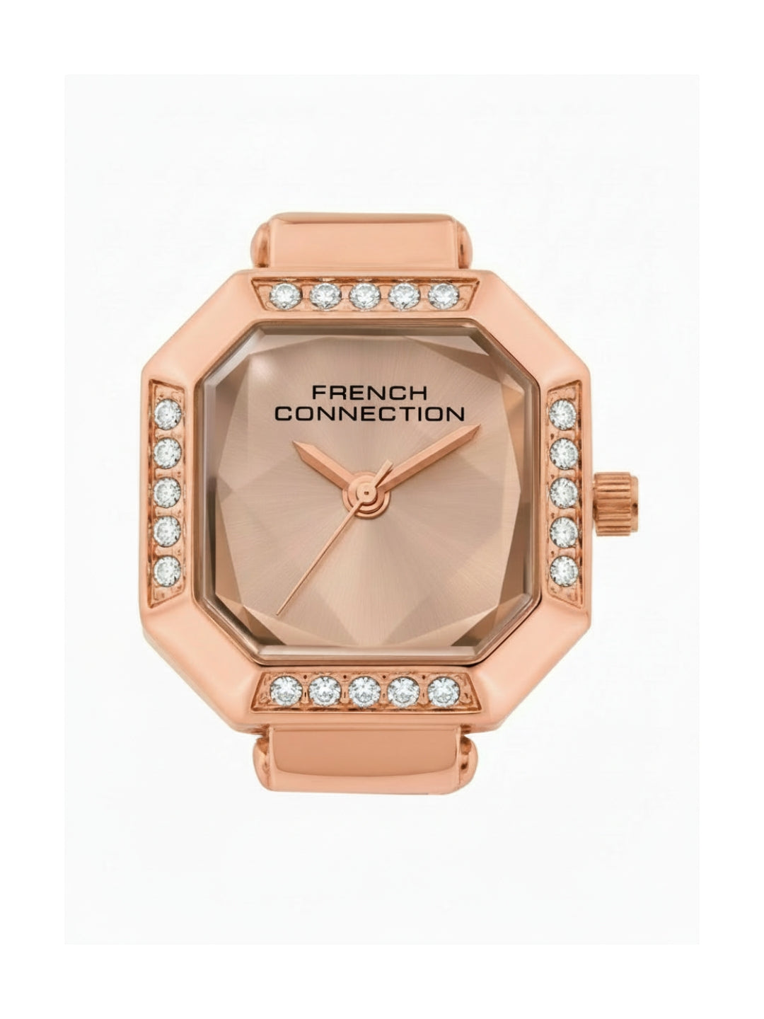 French Connection Women's Sunray Rose Gold Dial Analog Ring Watch FCR01RGM