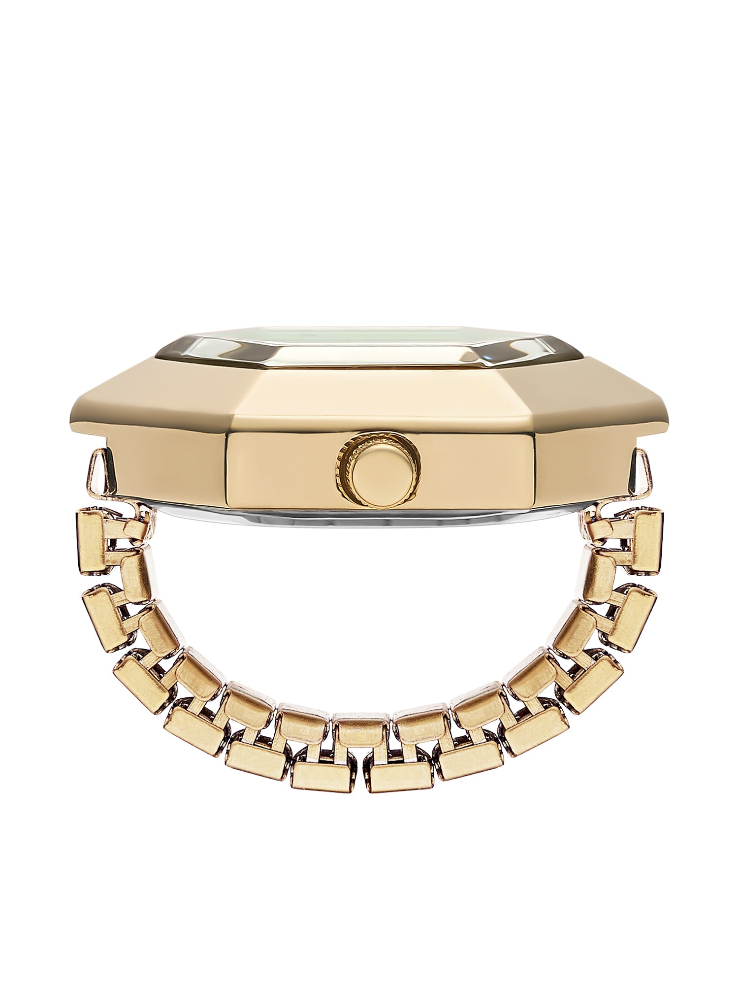French Connection Women's Green Sunray Dial Analog Ring Watch FCR02NGM | Gold-Tone Flexible Ring Band | Crystal Accent Design