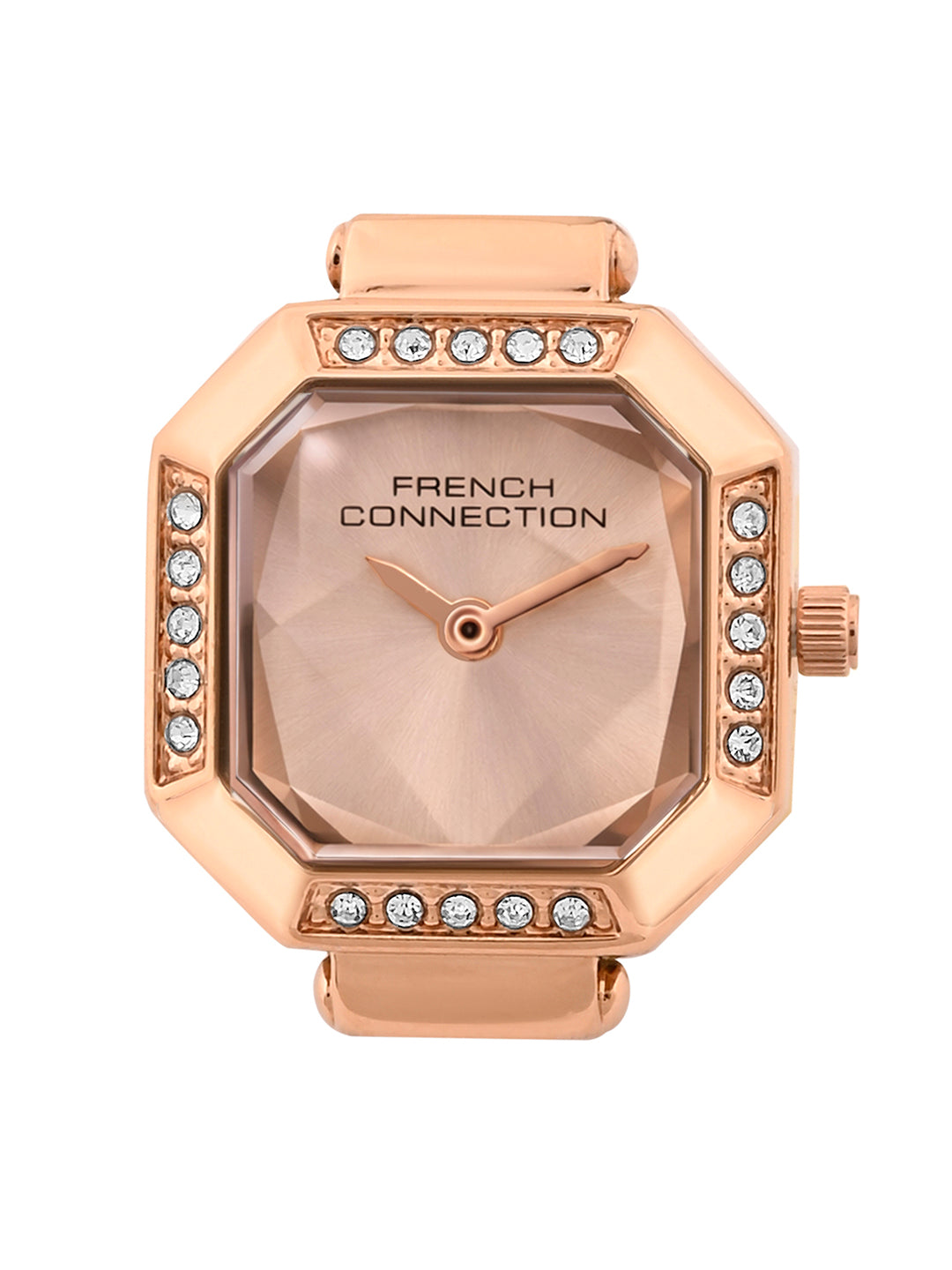 French Connection Women's Sunray Rose Gold Dial Analog Ring Watch FCR01RGM