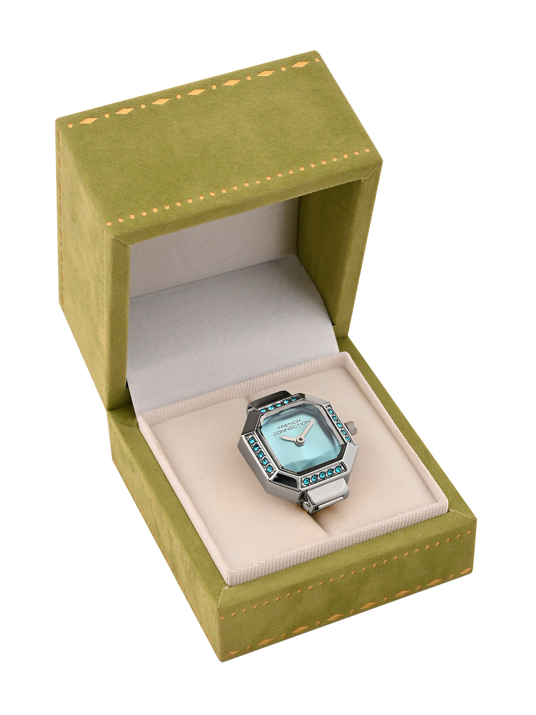 French Connection Women's Sunray Blue Dial Analog Ring Watch FCR01USM