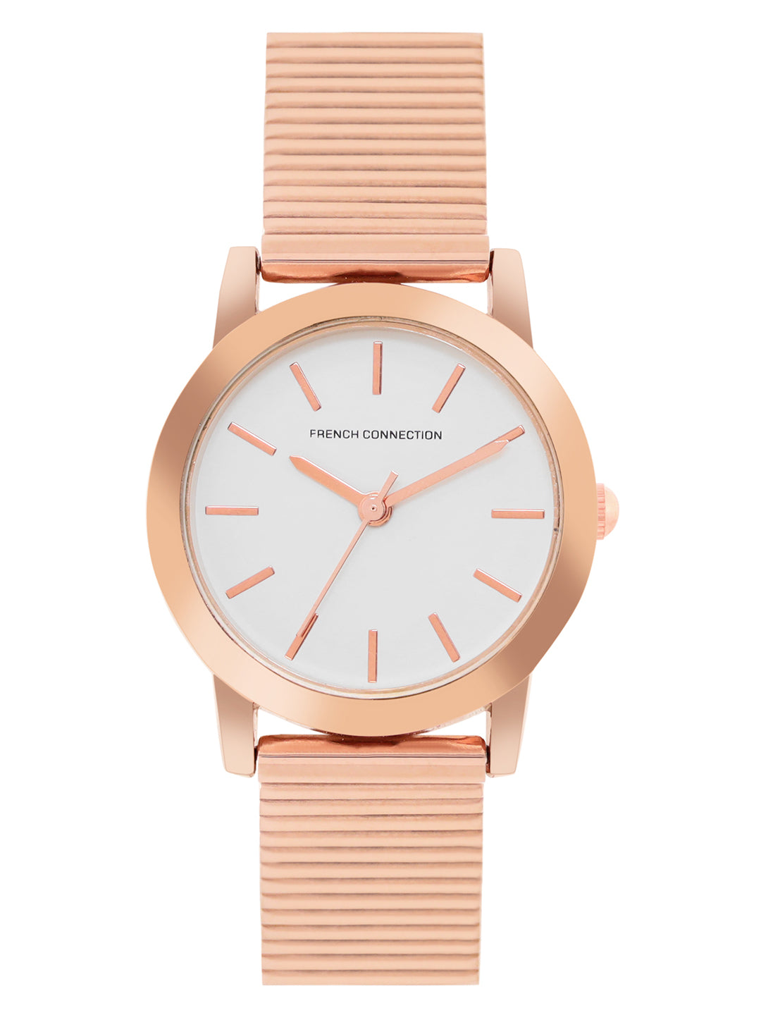 French Connection White Dial with Rose Gold Strap Womens Analog Watch | FCS06RGM