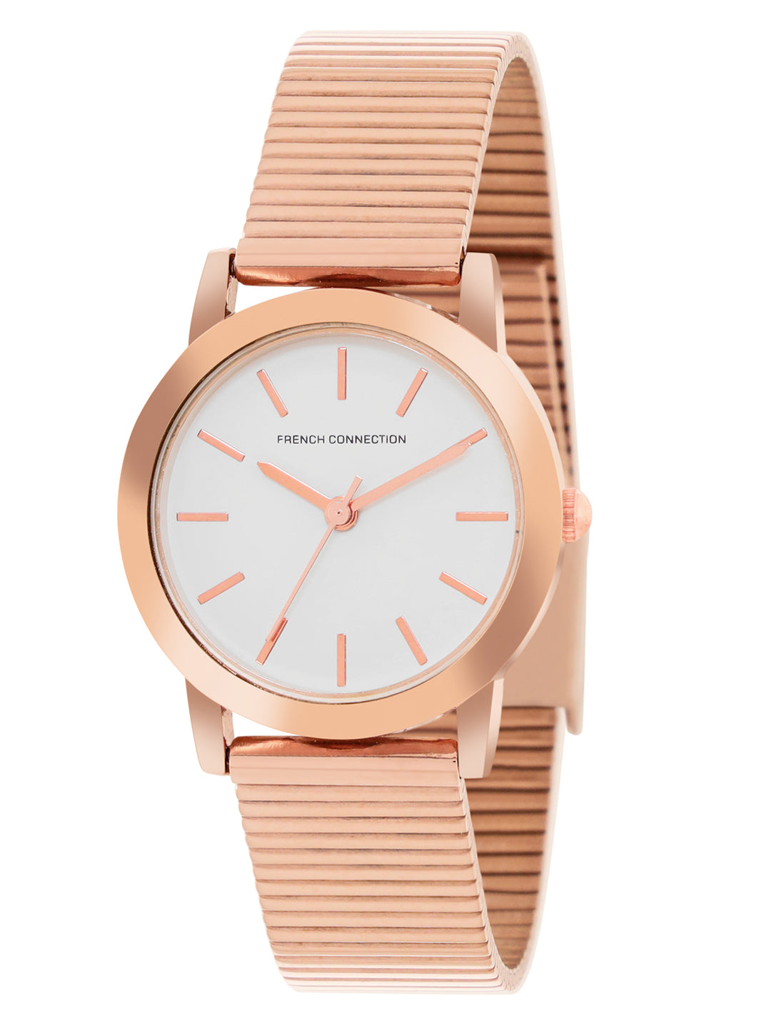 French Connection White Dial with Rose Gold Strap Womens Analog Watch | FCS06RGM