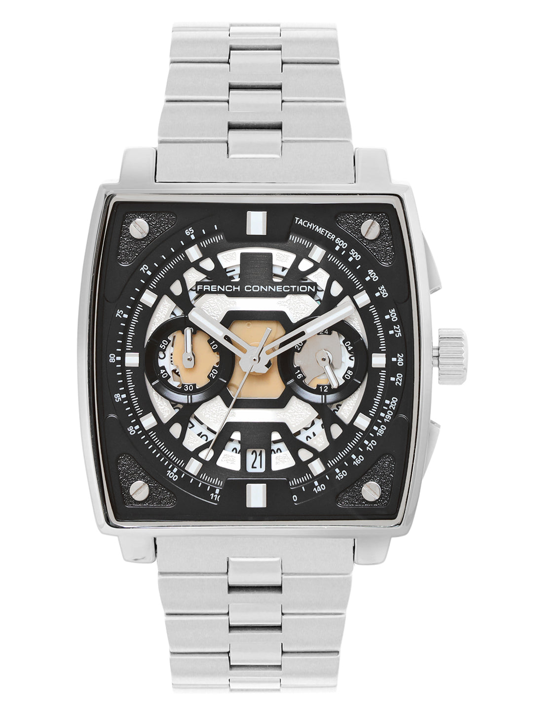 French connection Quadra Lux Black Tonneau Dial Men's Chronograph Watch FCT1SM