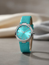 French Connection Sunray Tiffany Blue Round Dial With Tiffany Blue Leather Strap Watch - For Womens FCT2UL