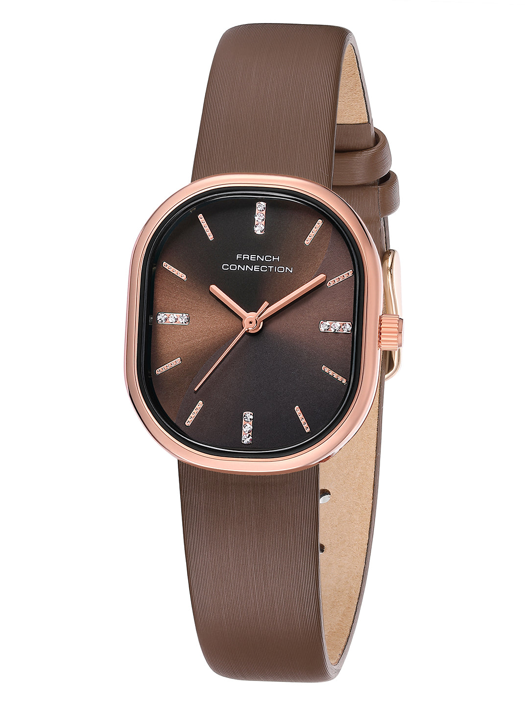 French Connection Éclora | Analog Display | Brown Sunray Dial | Brown Leather Strap | Watch for Women - FCU13BRL